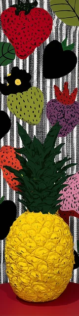 Free pineapple bookmark featuring a yellow pineapple with strawberries